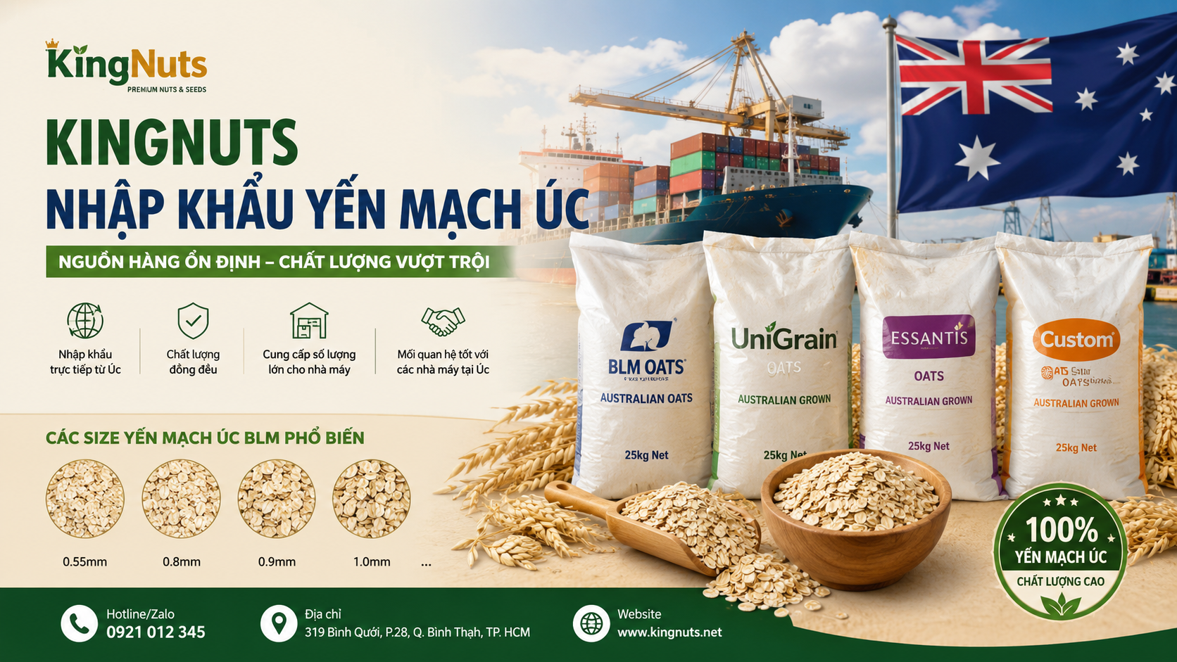 Công Ty Nhập Khẩu Yến Mạch Úc Uy Tín